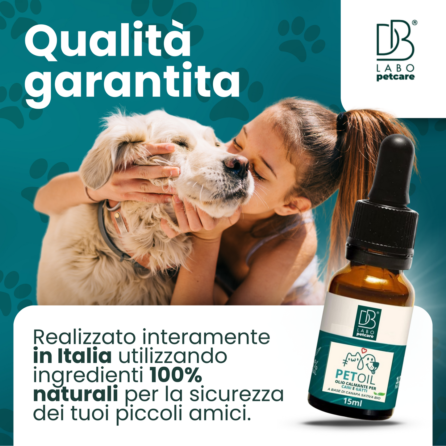 CBD Olio di Canapa Puro 15% - Made in Italy - 100% Naturale Vegan 15ml
